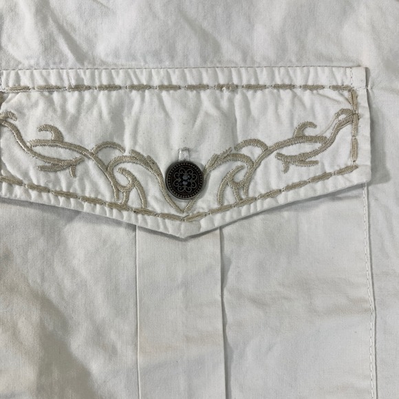 Lamasini Premium Dress Shirt Men XL White Embroidered Western Metal Button Up - Picture 11 of 14